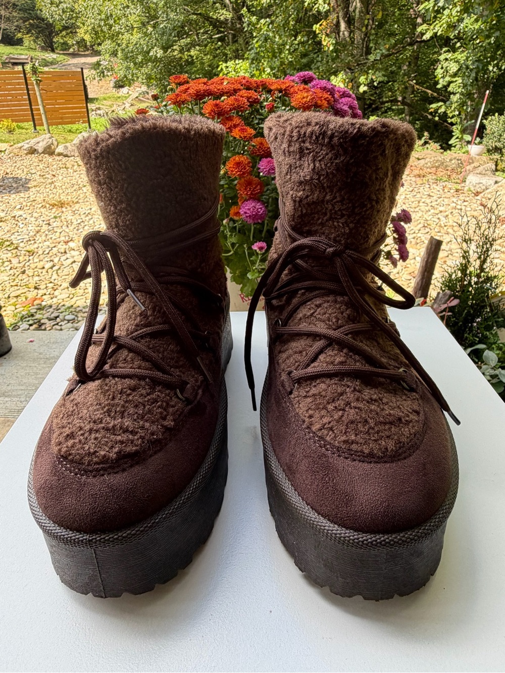 Harper SugarKiss Brown Sherpa Platform Boots 9
